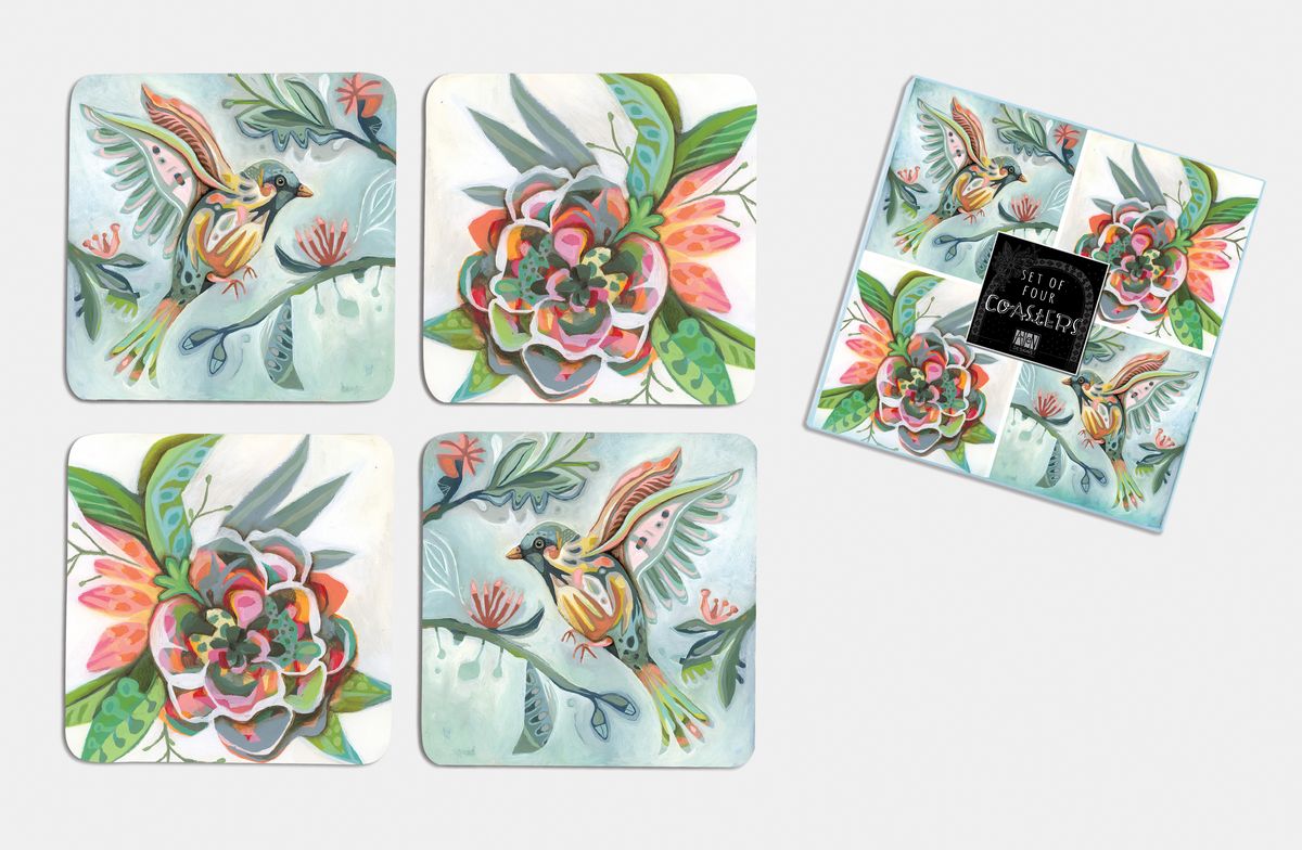 Bird Flower Coasters