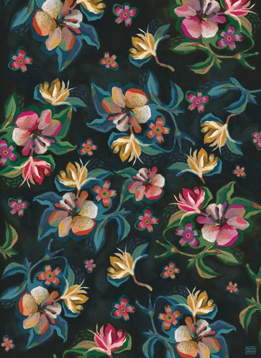 Moody Flowers Tea-Towel