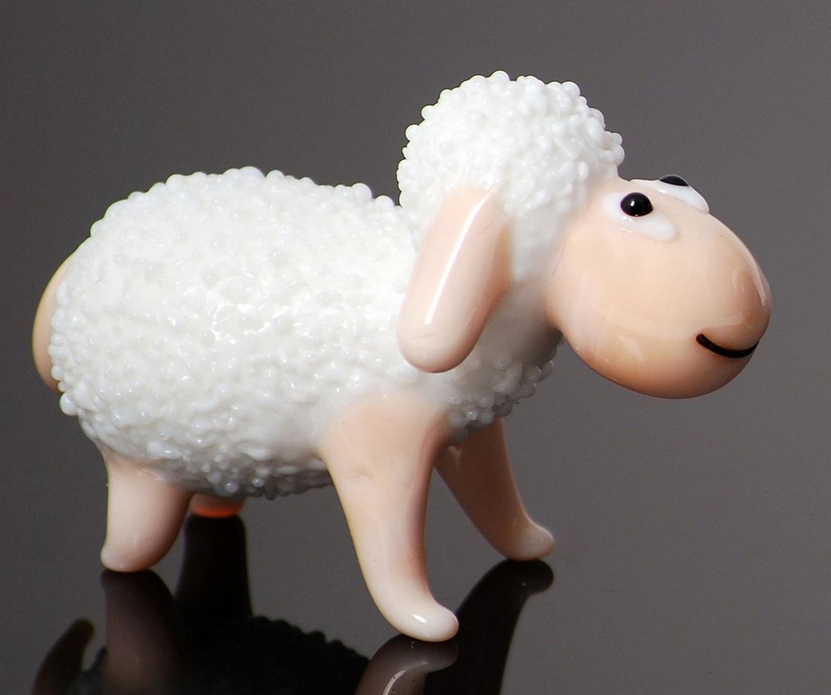White Sheep Glass Figurine