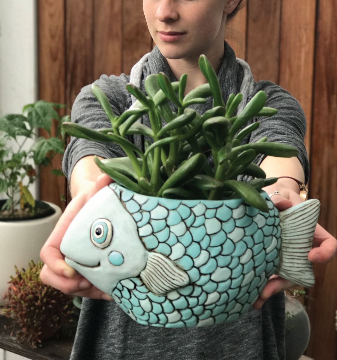 Blue Fish Planter