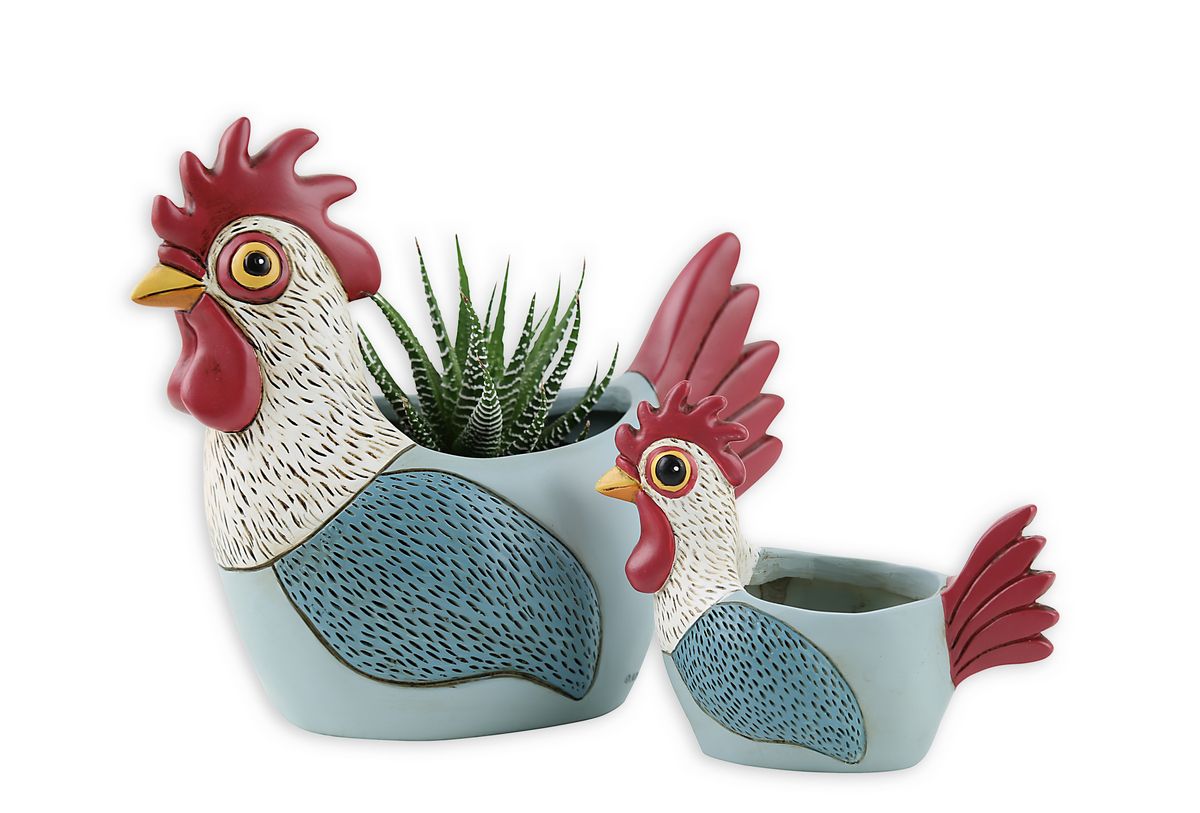 Baby Rooster Light Blue Planter