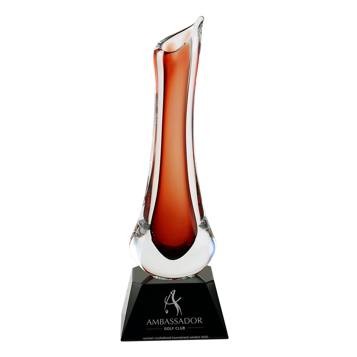 Crystal Rose Vase on Black Base