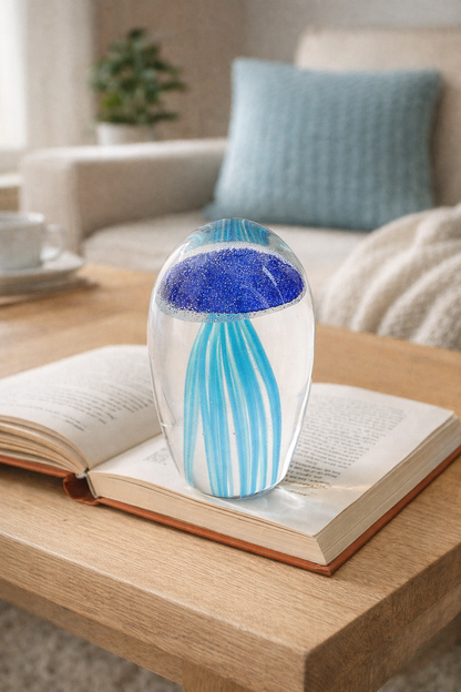 Blue Jelly Glass Paperweight