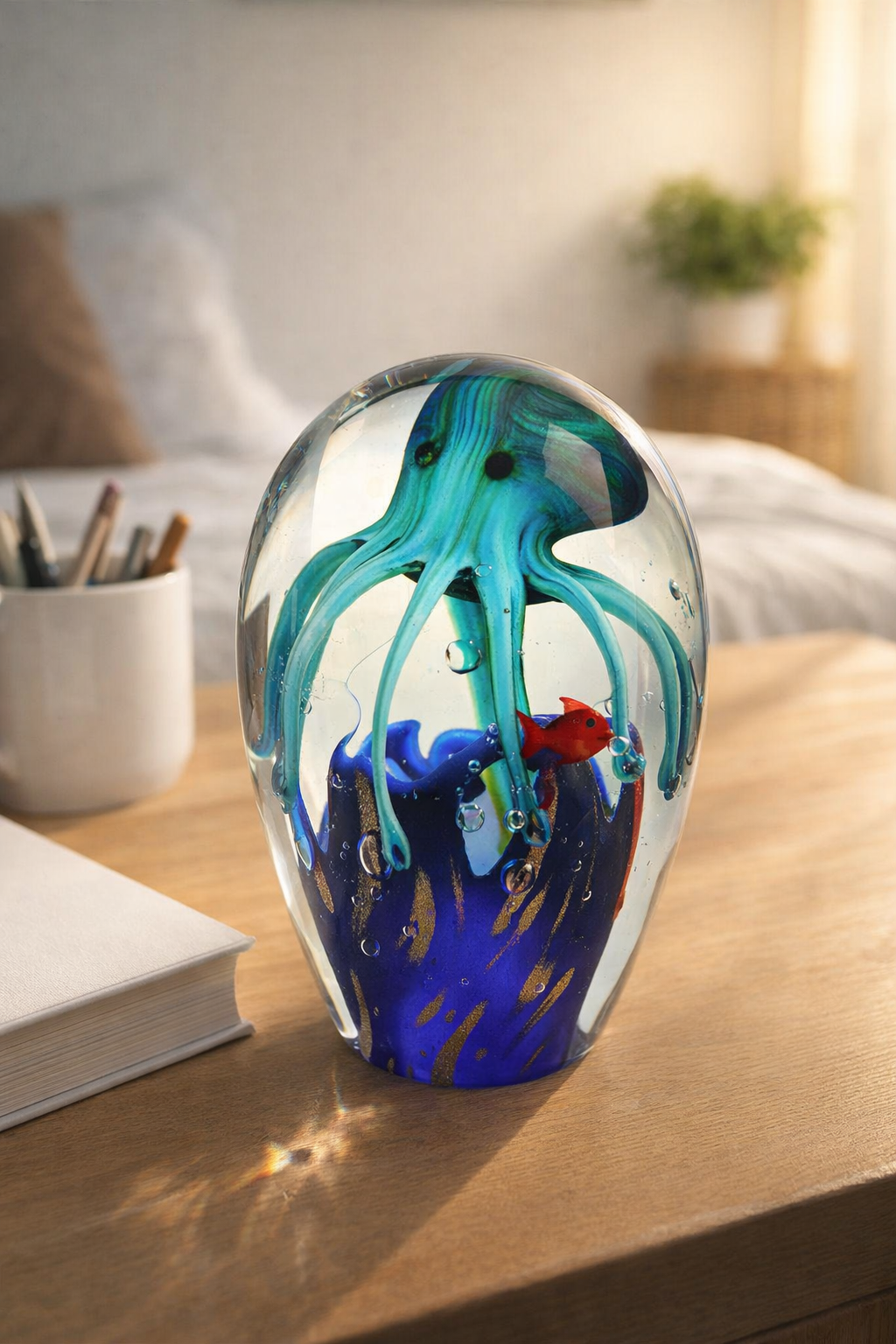 Jelly Paperweight With Octopus