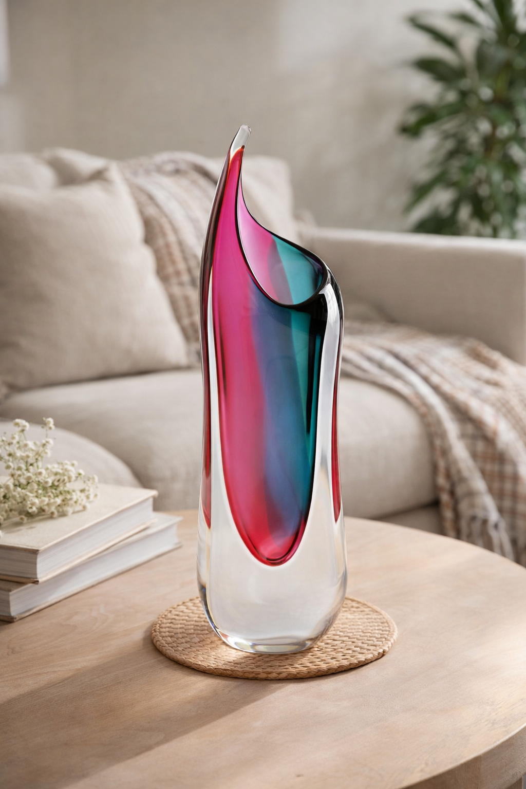 Crystal Vase Pink & Turquoise