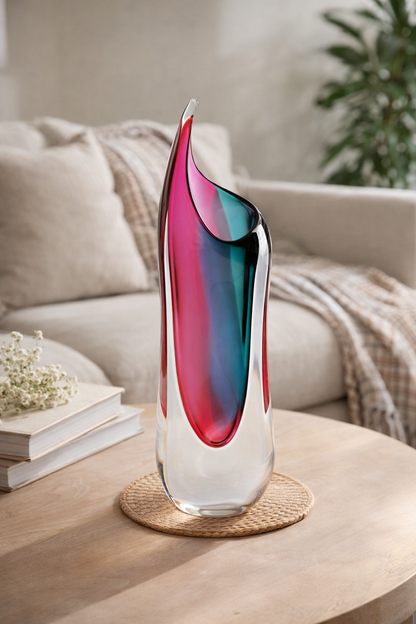 Crystal Vase Pink & Turquoise