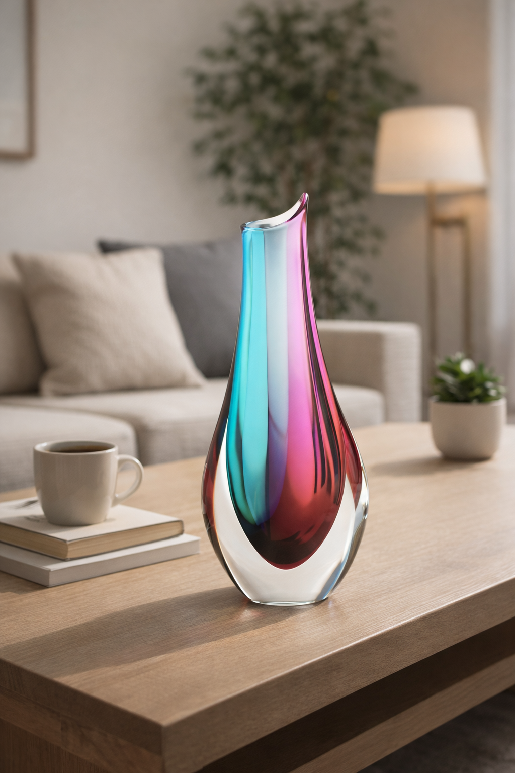 Crystal Vase Pink & Turquoise