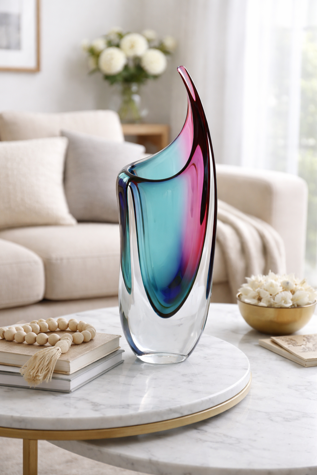 Crystal Vase Pink & Turquoise