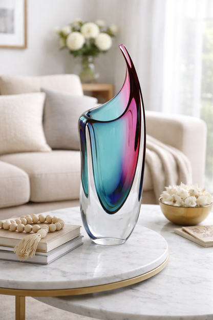 Crystal Vase Pink & Turquoise