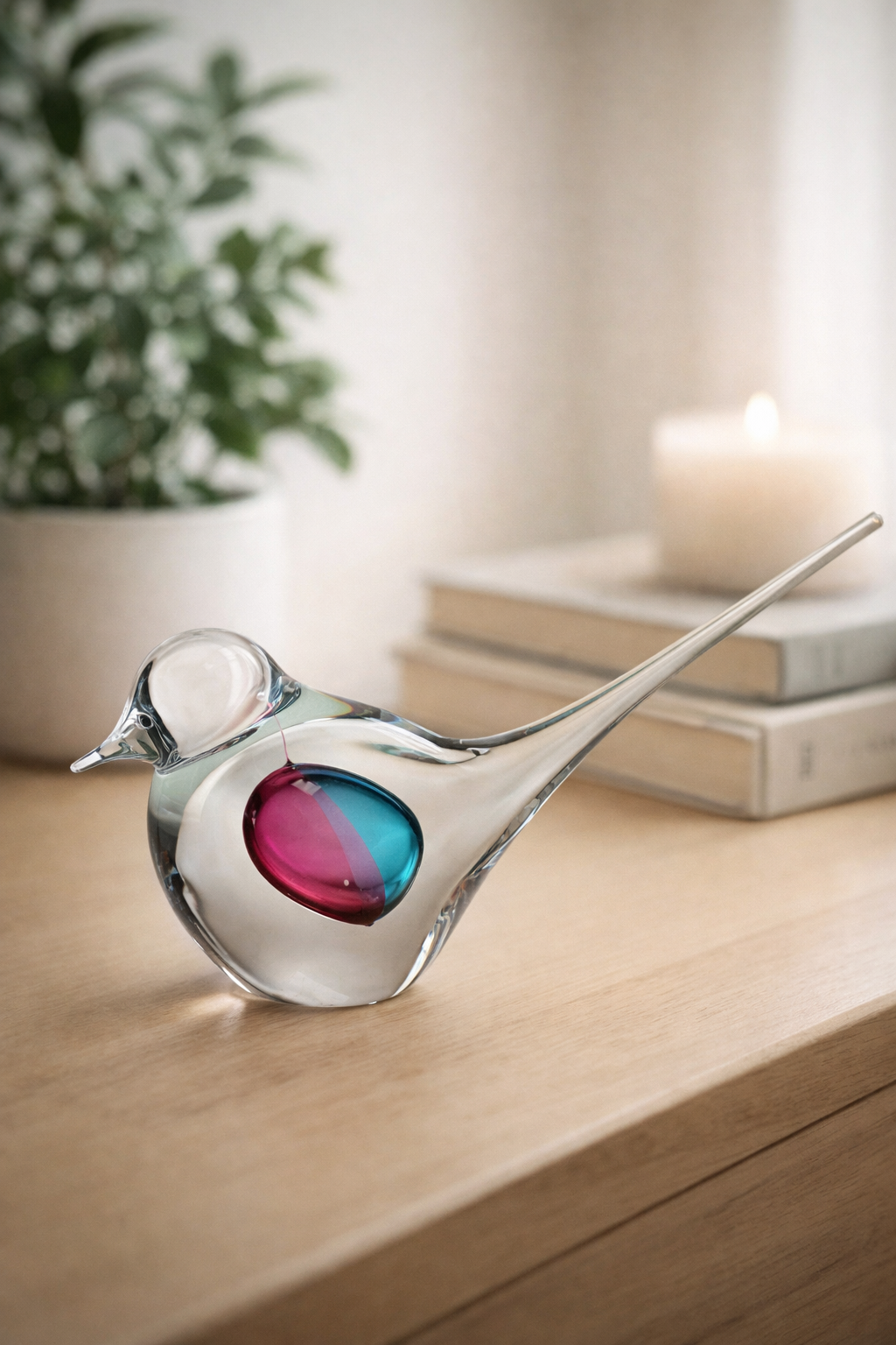 Crystal Swallow Rose-Pink & Turquoise