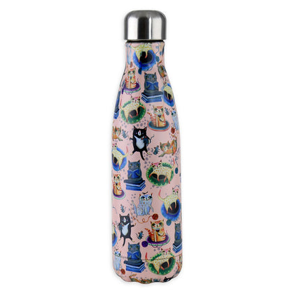 Pink Crazy Cats Water Bottle