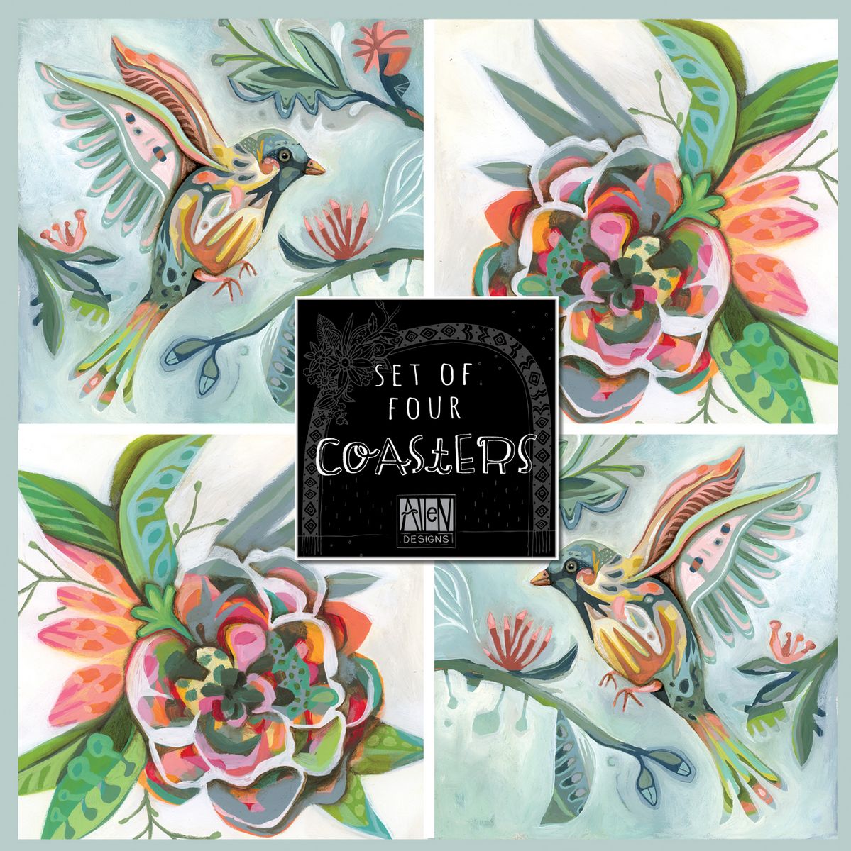 Bird Flower Coasters