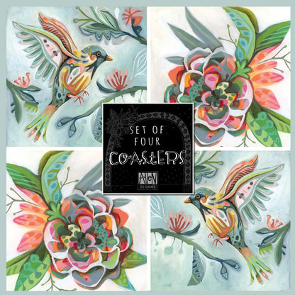 Bird Flower Coasters