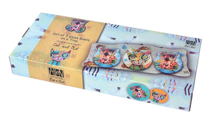 Cat & Owl Tray Set