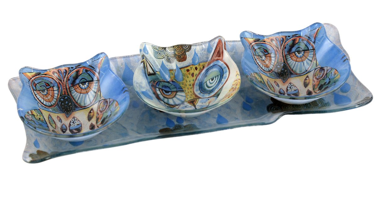 Cat & Owl Tray Set