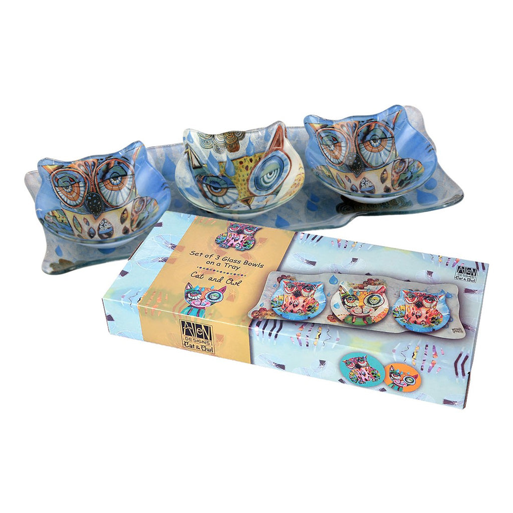 Cat & Owl Tray Set