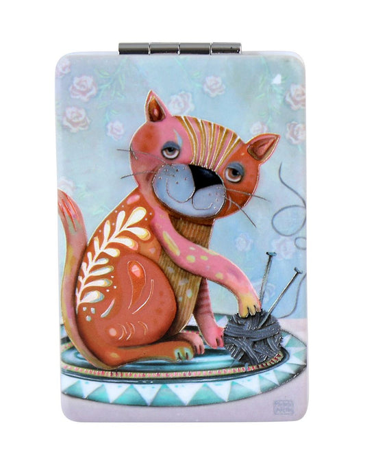 Knitting Kitty Compact Mirror