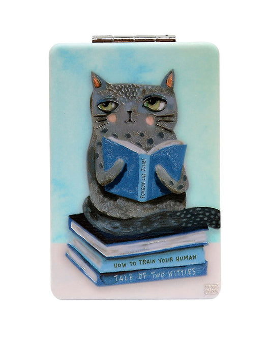 Cat and Books Compact Mirror