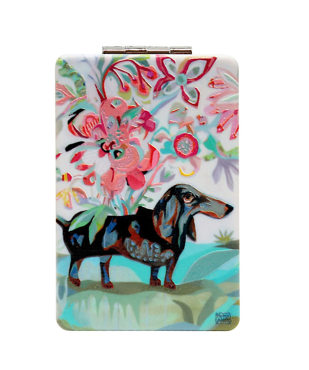 Dog With Flowers Compact Mirror