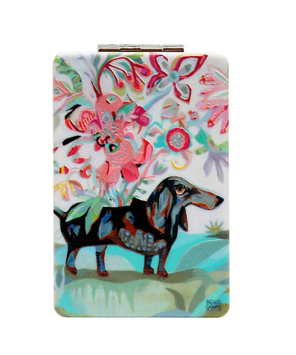Dog With Flowers Compact Mirror