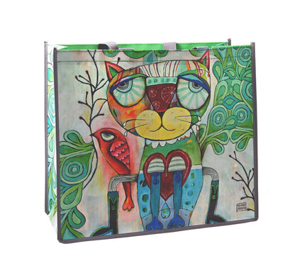 Cat with Bird Shopper/Beach Bag