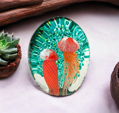 Double Orange Jelly Paperweight (Glows in Dark)