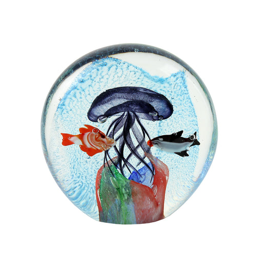 Jelly Fish Paperweight With Fish