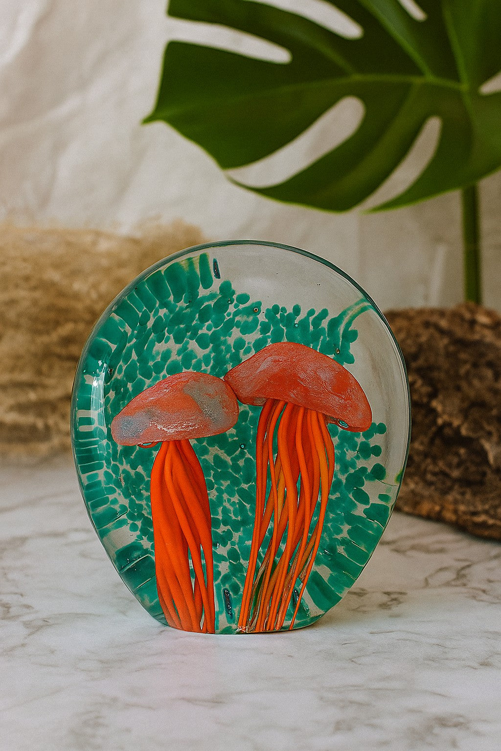 Double Orange Jelly Paperweight (Glows in Dark)
