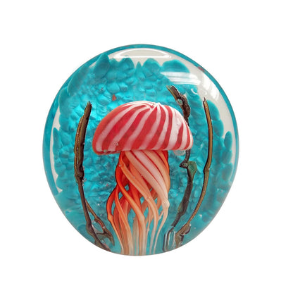 Jelly Fish Blue & Red Paperweight