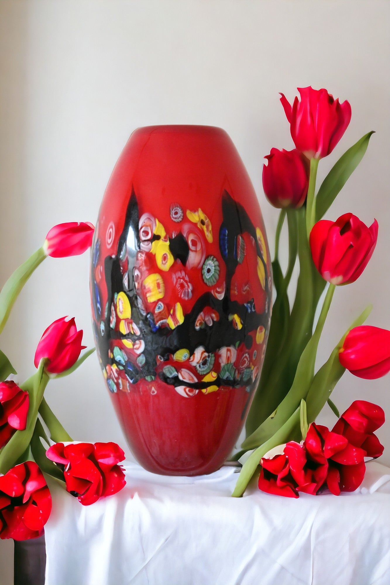 Flora Red Glass Vase