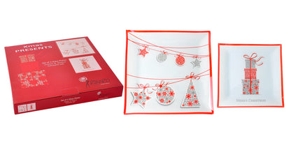 Present Set of 2 Glass Plates