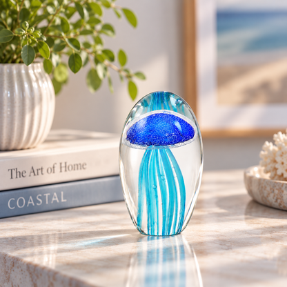 Blue Jelly Glass Paperweight