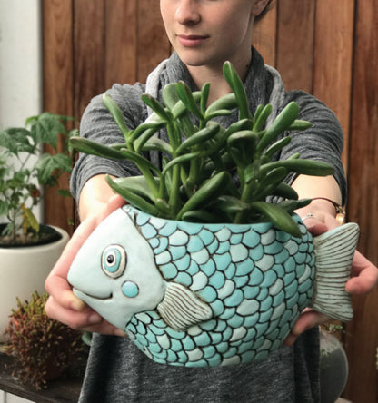 Blue Fish Planter
