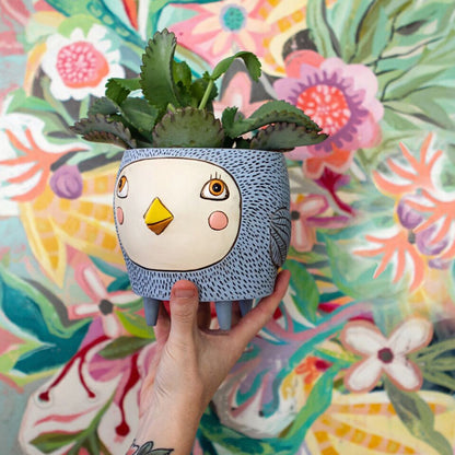 Hello Birdie Blue Planter
