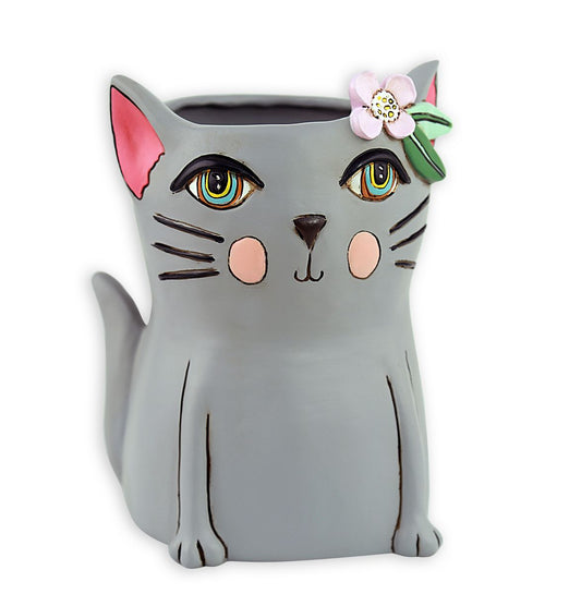 Pretty Kitty Grey Planter