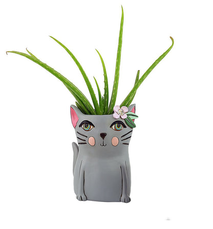 Pretty Kitty Grey Planter
