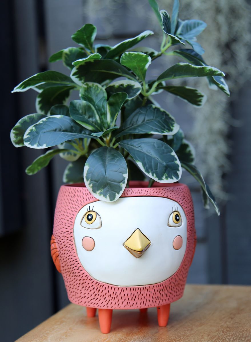 Birdie Salmon Pink Planter