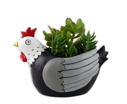 Chicken B & W Planter