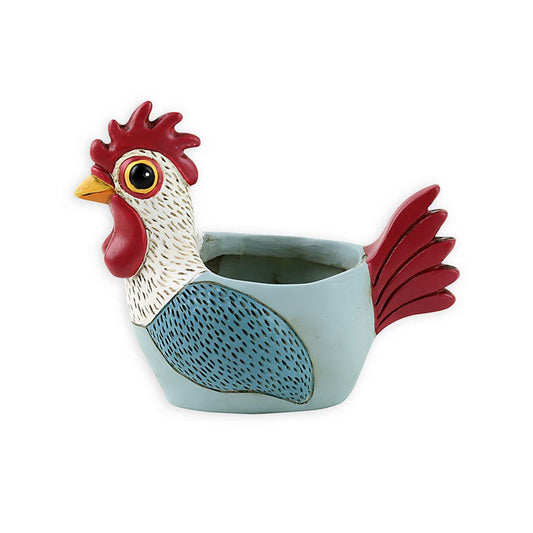 Rooster Light Blue Planter