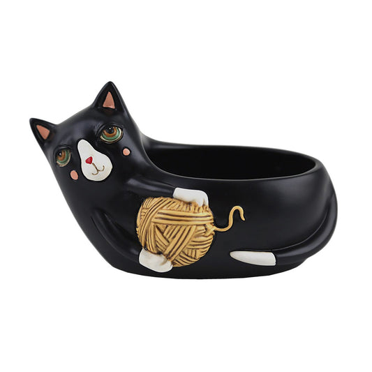 Black Cat With Yarn Planter