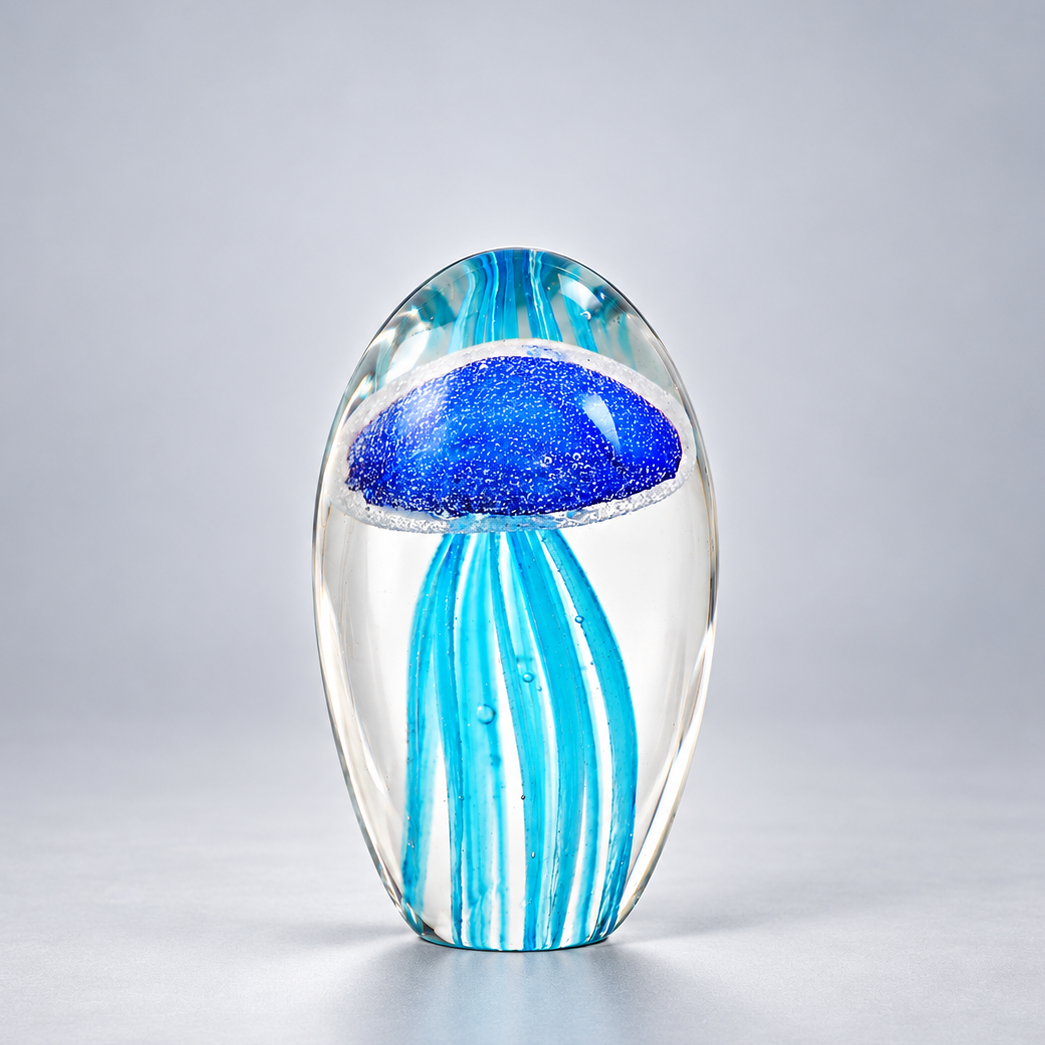Blue Jelly Glass Paperweight