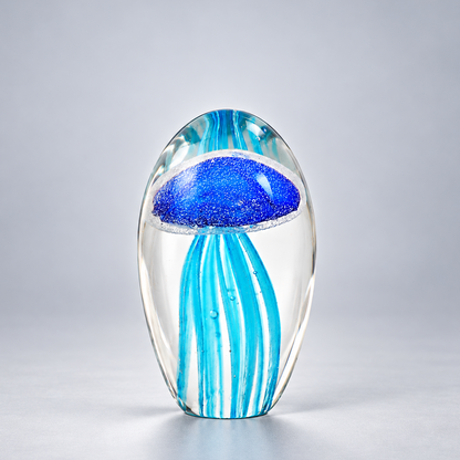 Blue Jelly Glass Paperweight
