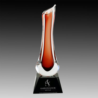 Crystal Rose Vase on Black Base