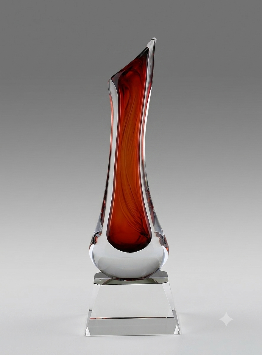 Crystal Rose Vase on Clear Base