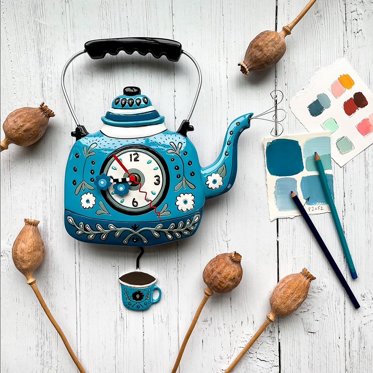 Kettle Blue Clock
