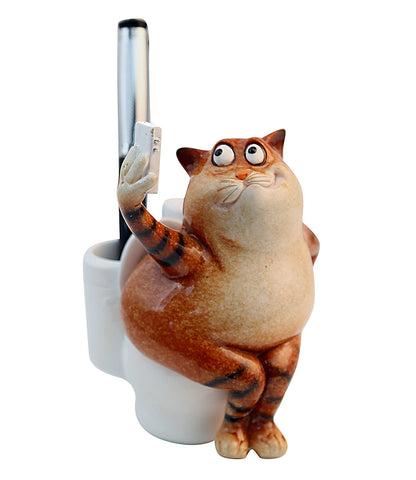 Brown Cat On a Dunny