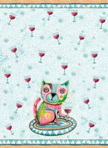 Cat Wine Tea-Towel